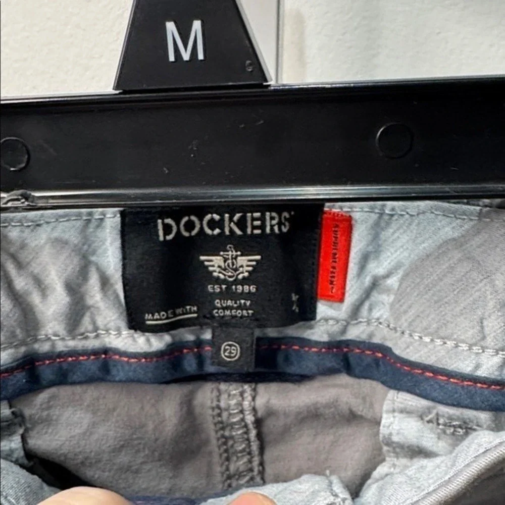 Dockers Mens Shorts Gray Flat‎ Front Casual Cotton Blend Size 29